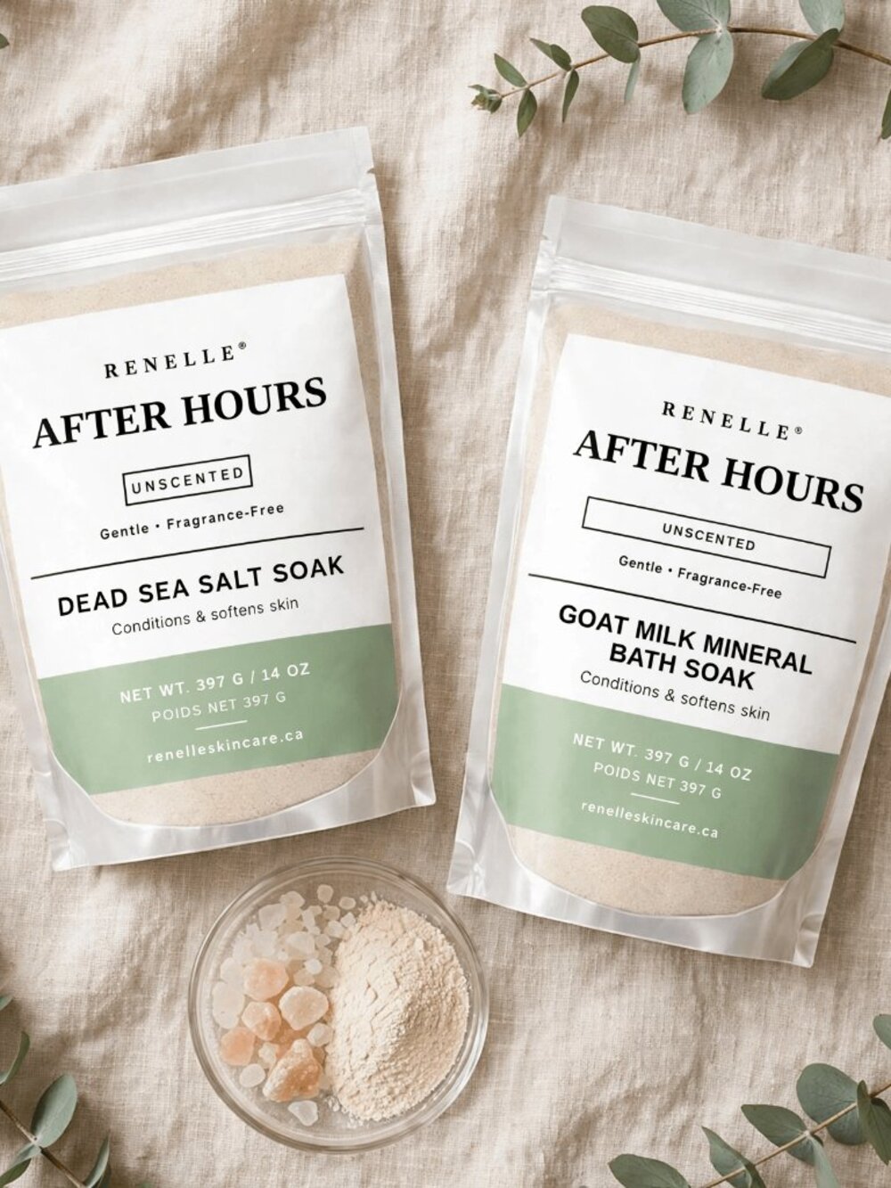 Sensitive Skin Bath Soak Duo | Unscented Dead Sea Salt & Unscented Goat Milk